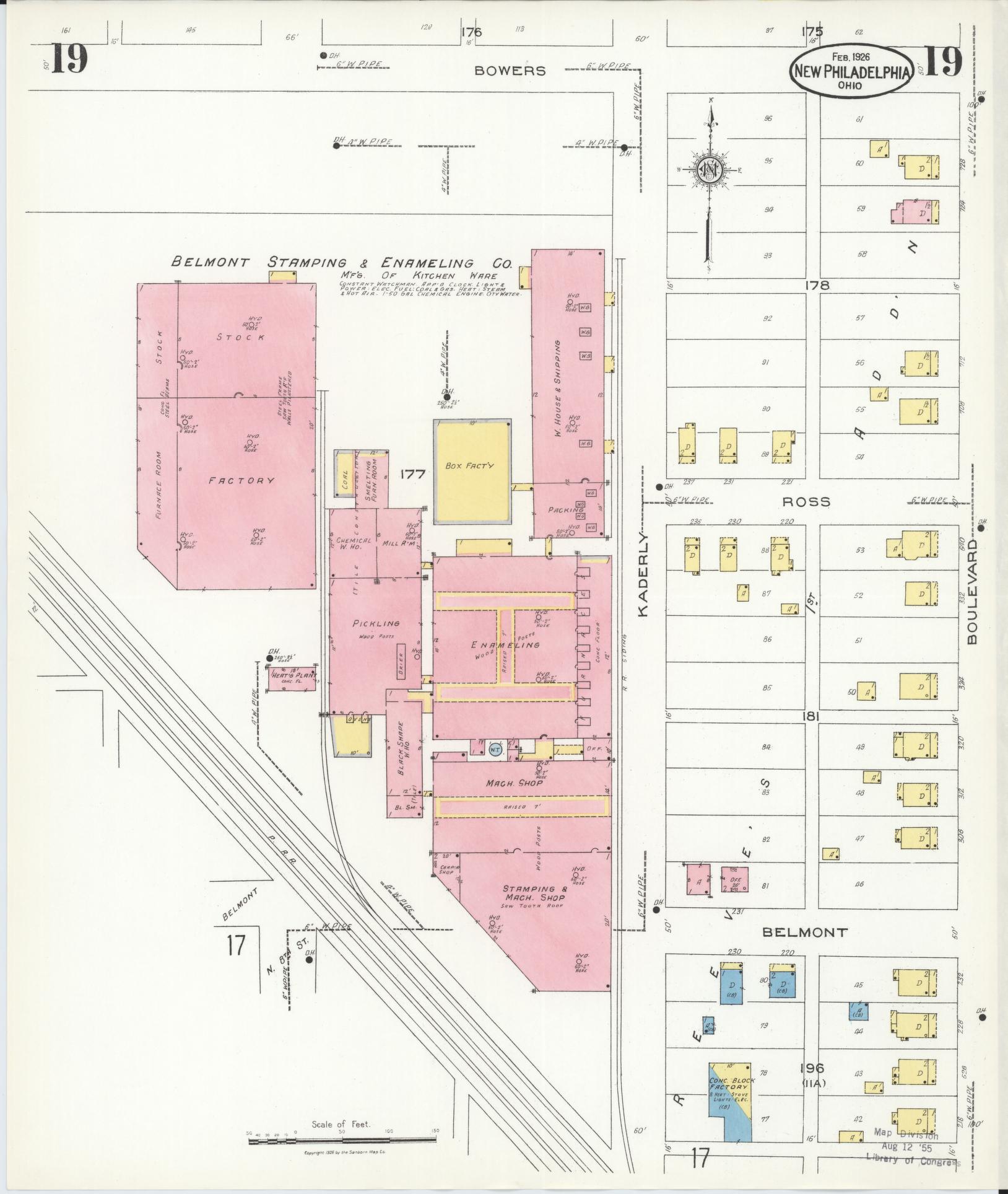 Sanborn Fire Insurance Map from New Philadelphia, Tuscarawas County, Ohio (1926), Sheet #0019 - Complete Map Set gallery image, historic Sanborn map, vintage wall art, Ohio Ohio