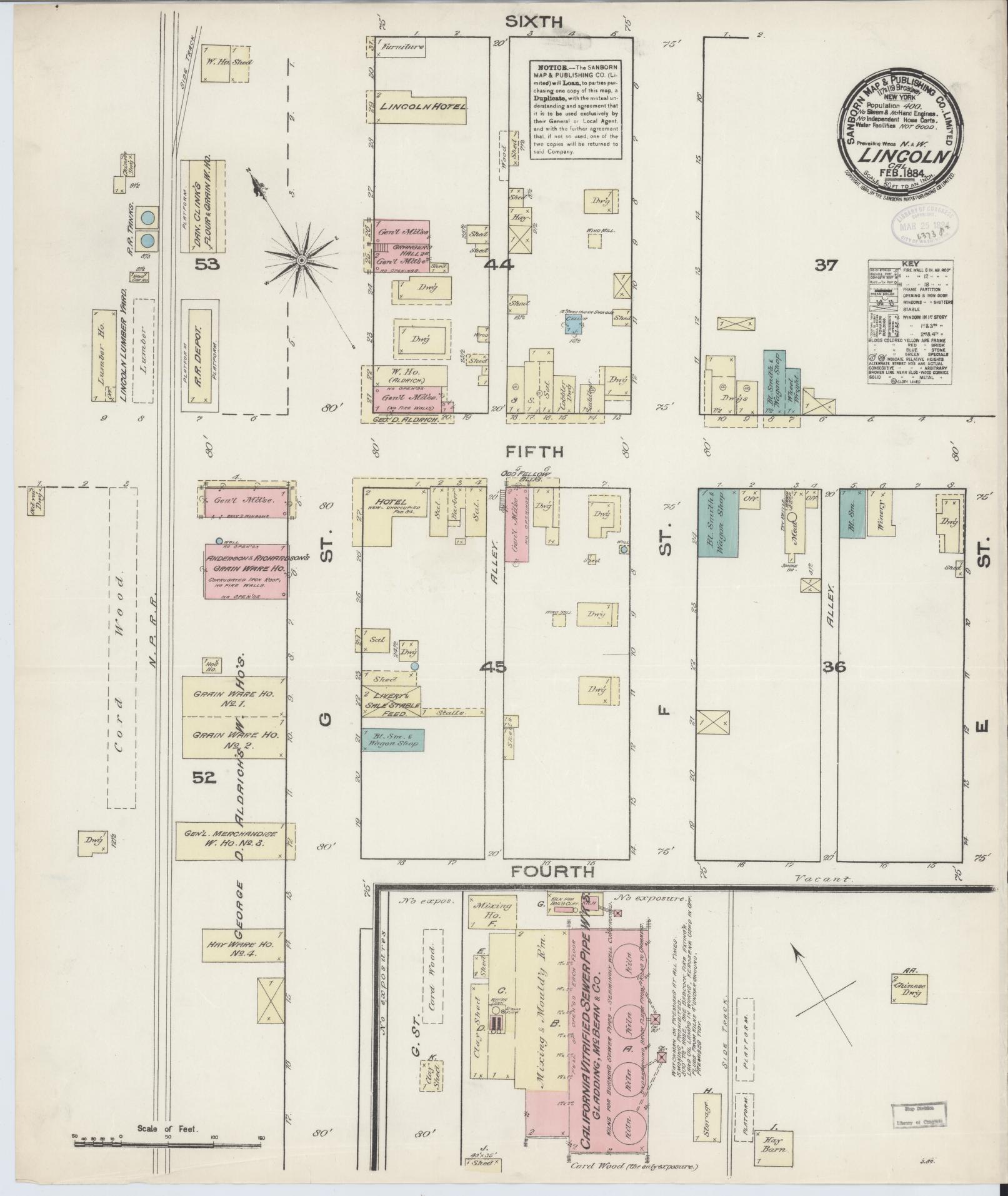 Sanborn Fire Insurance Map from Lincoln, Placer County, California (1884), Sheet #0001 - Historic Sanborn Fire Insurance Map Print, vintage old map wall art, antique decor, genealogy gift, California California map