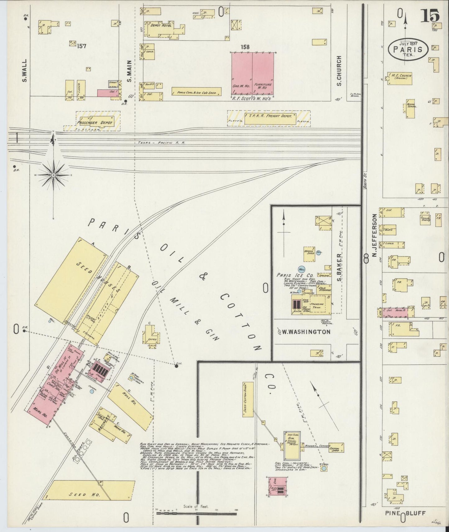Sanborn Fire Insurance Map from Paris, Lamar County, Texas (1897), Sheet #0015 - Complete Map Set gallery image, historic Sanborn map, vintage wall art, Texas Texas
