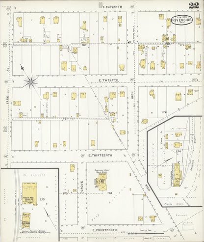 Sanborn Fire Insurance Map from Riverside, Riverside County, California (1895), Sheet #0022 - Complete Map Set gallery image, historic Sanborn map, vintage wall art, California California