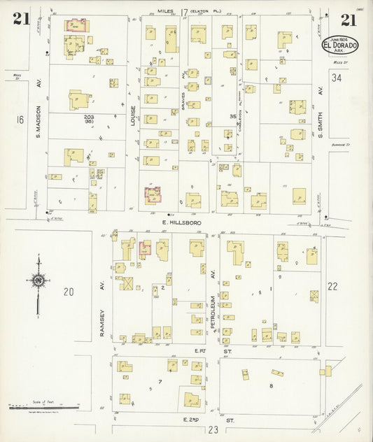 Sanborn Fire Insurance Map from El Dorado, Union County, Arkansas (1924), Sheet #0021 - Historic Sanborn Fire Insurance Map Print, vintage old map wall art, antique decor, genealogy gift, Arkansas Arkansas map