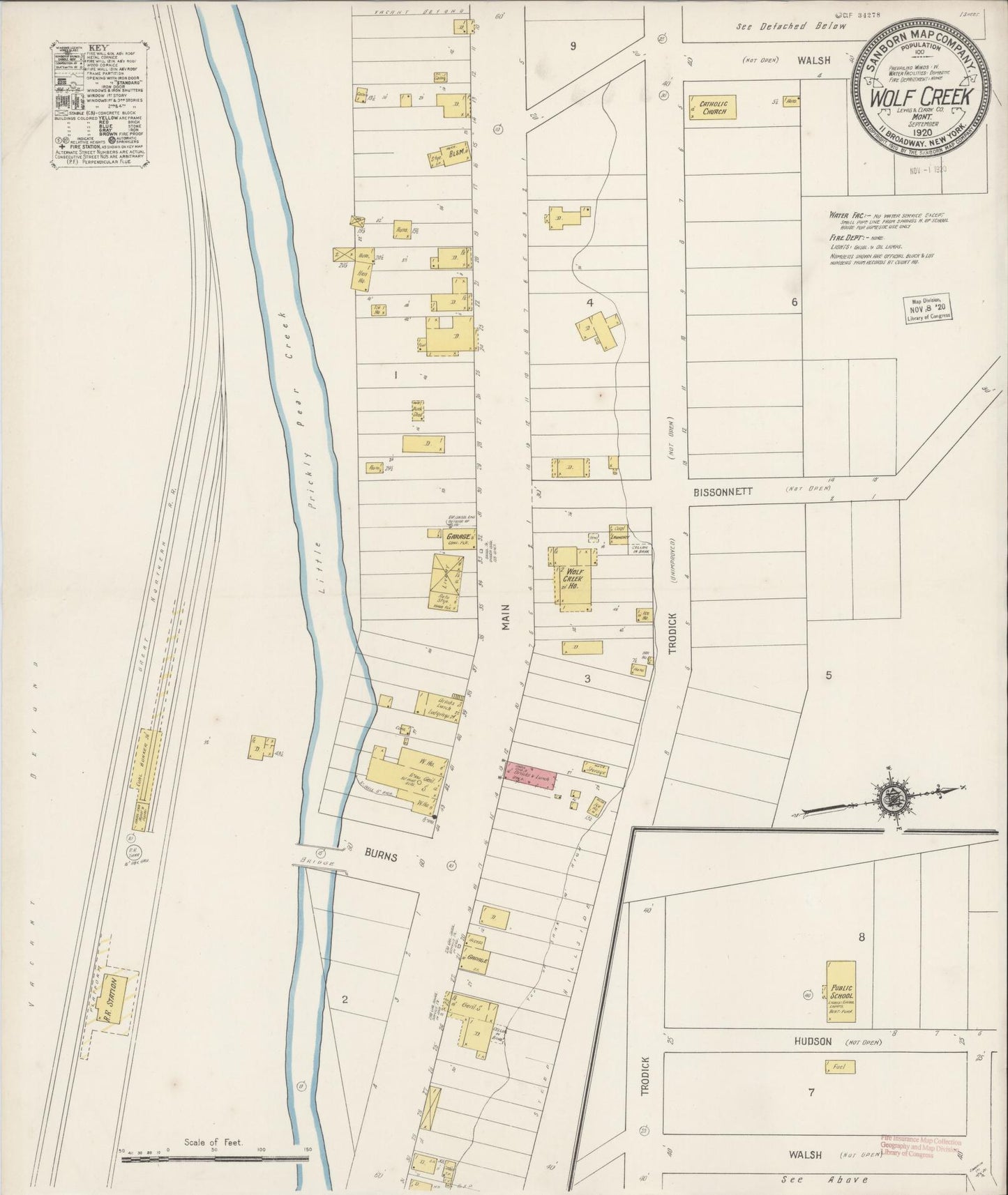 Sanborn Fire Insurance Map from Wolf Creek, Lewis And Clark County, Montana (1920), Sheet #0001 - Historic Sanborn Fire Insurance Map Print, vintage old map wall art, antique decor, genealogy gift, Montana Montana map