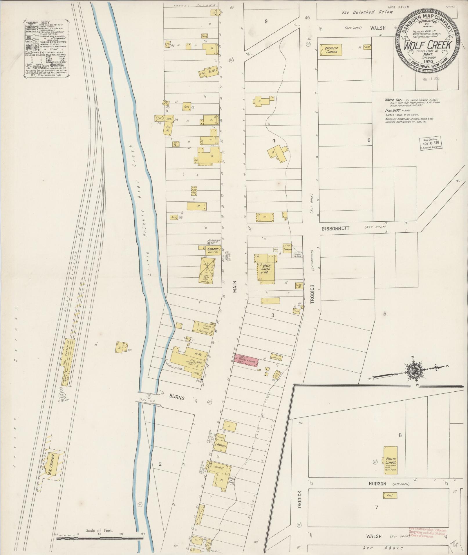 Sanborn Fire Insurance Map from Wolf Creek, Lewis And Clark County, Montana (1920), Sheet #0001 - Historic Sanborn Fire Insurance Map Print, vintage old map wall art, antique decor, genealogy gift, Montana Montana map