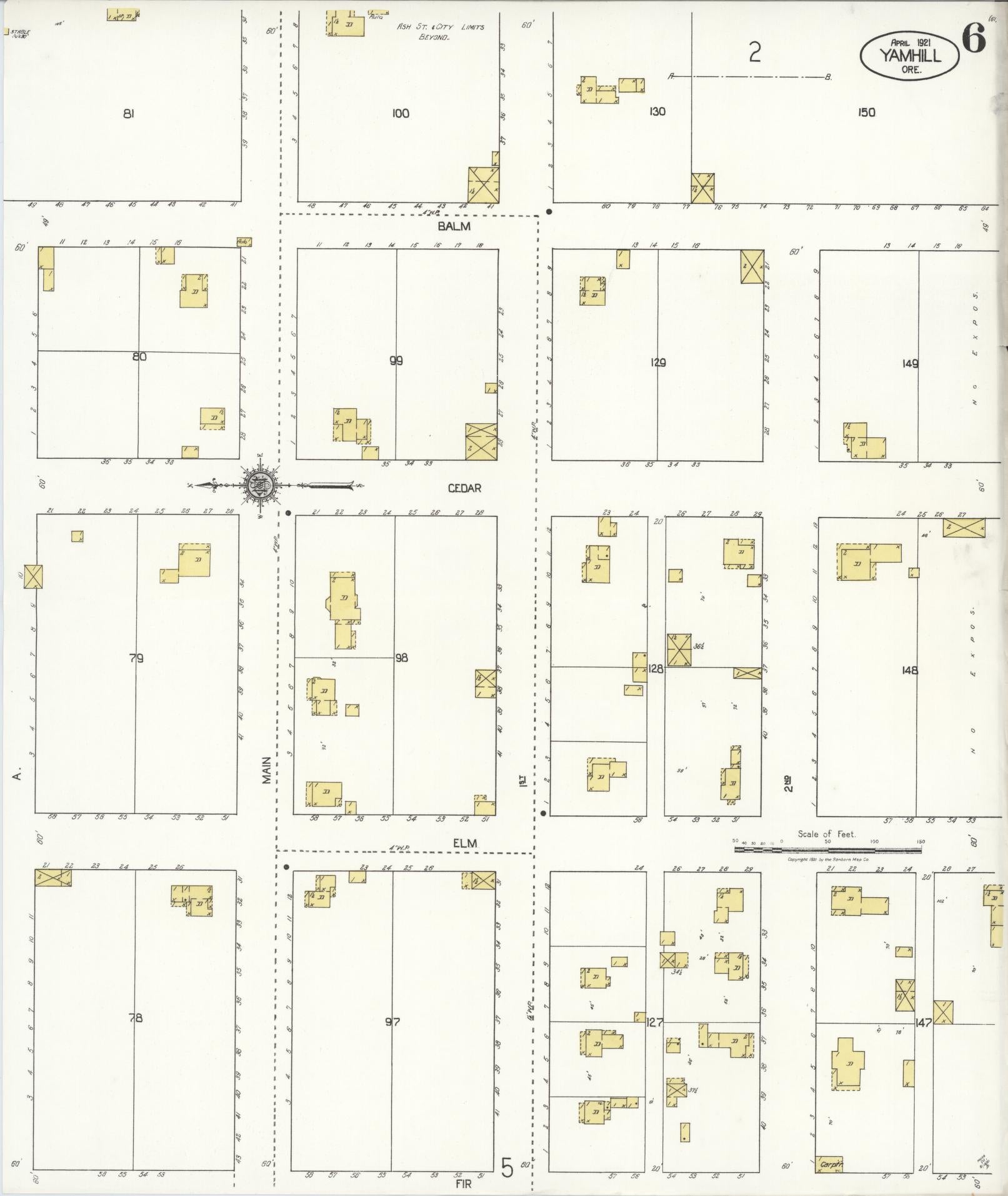 Sanborn Fire Insurance Map from Yamhill, Yamhill County, Oregon (1921), Sheet #0006 - Complete Map Set gallery image, historic Sanborn map, vintage wall art, Oregon Oregon
