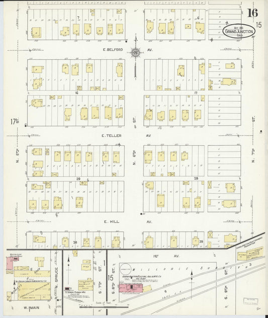 Sanborn Fire Insurance Map from Grand Junction, Mesa County, Colorado (1912), Sheet #0016 - Historic Sanborn Fire Insurance Map Print, vintage old map wall art, antique decor, genealogy gift, Colorado Colorado map