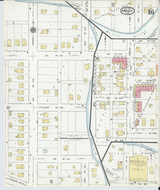 Sanborn Fire Insurance Map from Minot, Ward County, North Dakota (1918), Sheet #0016 - Historic Sanborn Fire Insurance Map Print, vintage old map wall art, antique decor, genealogy gift, North Dakota North Dakota map