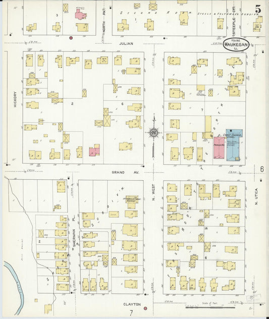 Sanborn Fire Insurance Map from Waukegan, Lake County, Illinois (1912), Sheet #0005 - Historic Sanborn Fire Insurance Map Print, vintage old map wall art, antique decor, genealogy gift, Illinois Illinois map