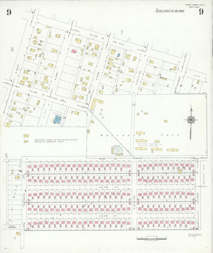 Sanborn Fire Insurance Map from Pryor Creek, Mayes County, Oklahoma (1943), Sheet #0009 - Complete Map Set gallery image, historic Sanborn map, vintage wall art, Oklahoma Oklahoma
