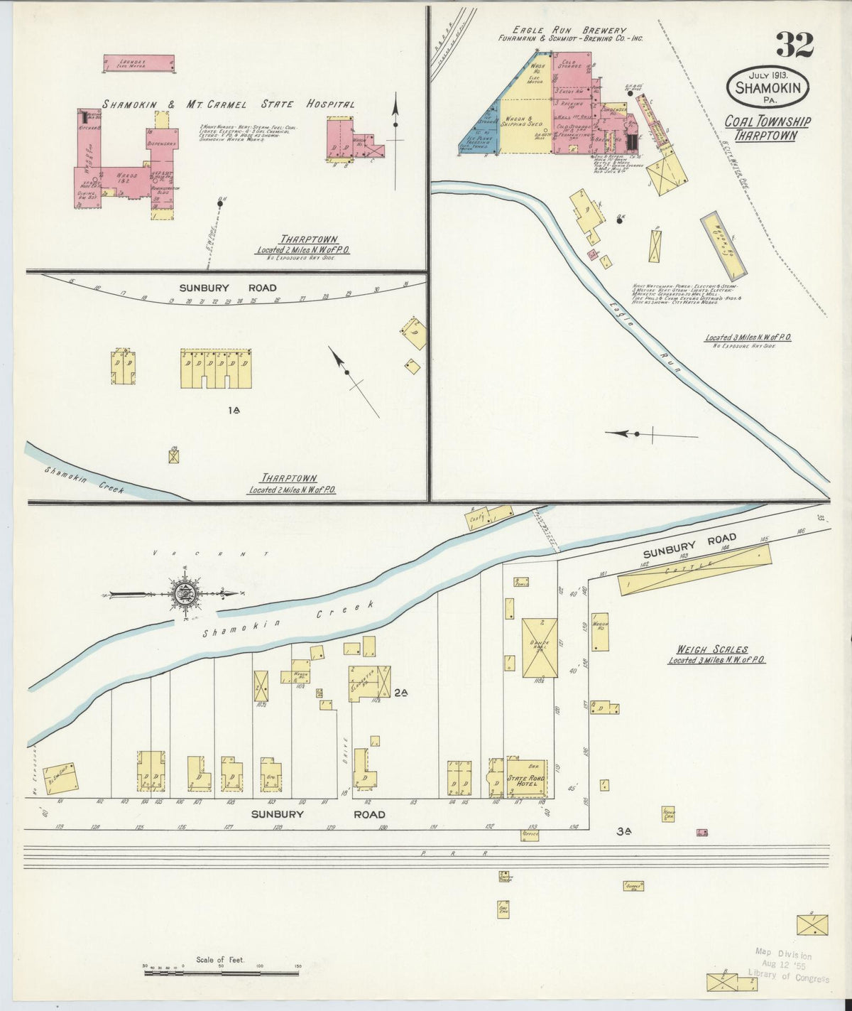 Sanborn Fire Insurance Map from Shamokin, Northumberland County, Pennsylvania (1913), Sheet #0032 - Historic Sanborn Fire Insurance Map Print, vintage old map wall art, antique decor, genealogy gift, Pennsylvania Pennsylvania map