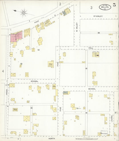 Sanborn Fire Insurance Map from Willits, Mendocino County, California (1903), Sheet #0005 - Complete Map Set gallery image, historic Sanborn map, vintage wall art, California California