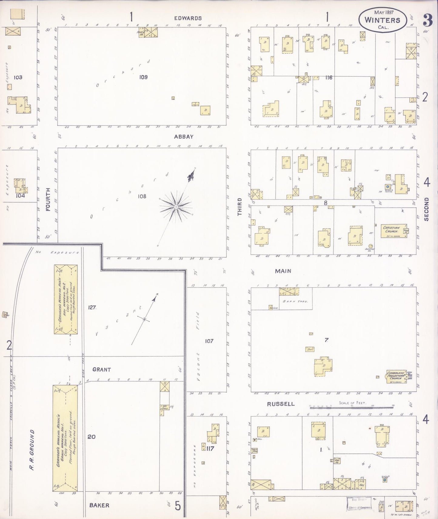 Sanborn Fire Insurance Map from Winters, Yolo County, California (1897), Sheet #0003 - Complete Map Set gallery image, historic Sanborn map, vintage wall art, California California