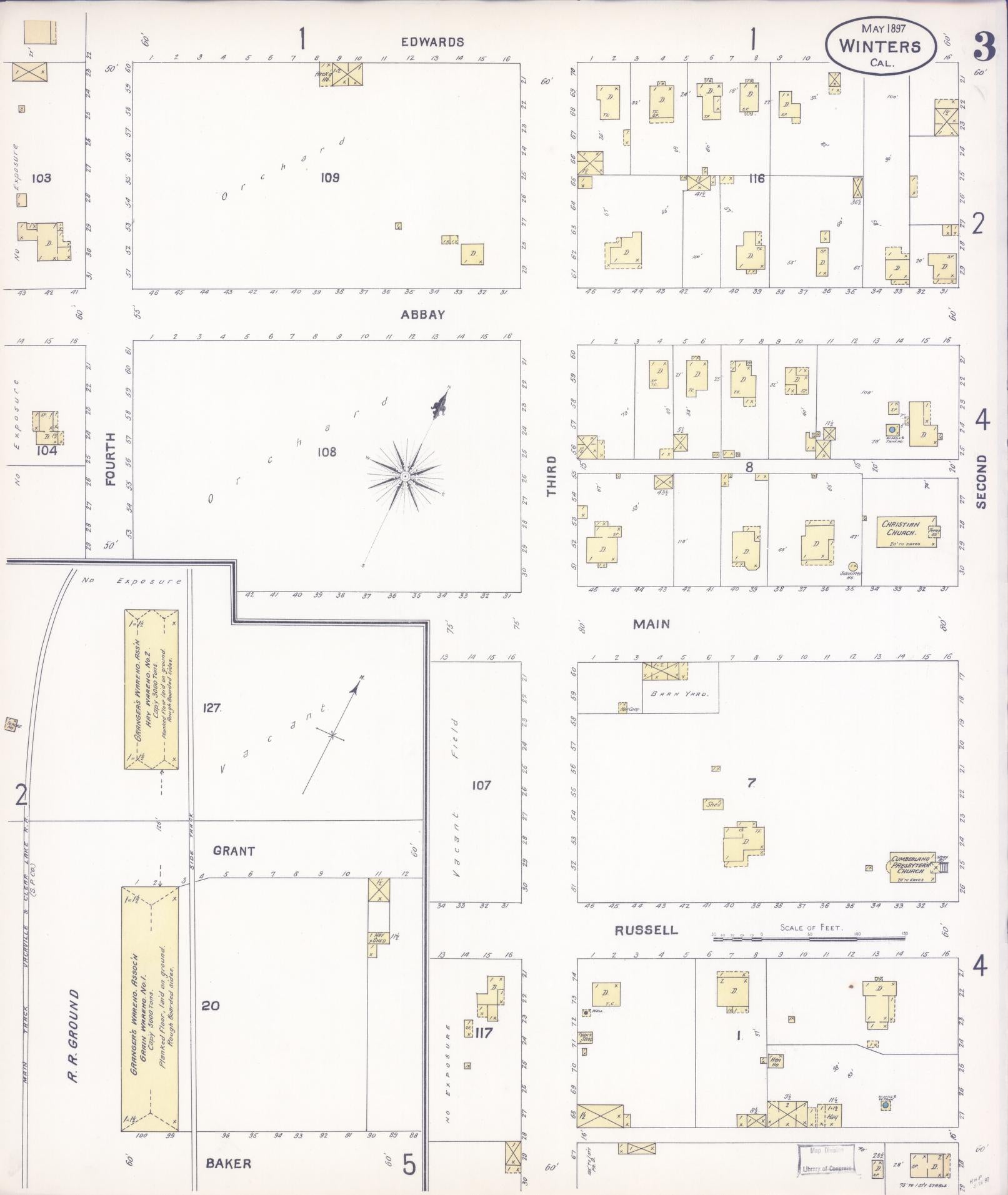Sanborn Fire Insurance Map from Winters, Yolo County, California (1897), Sheet #0003 - Complete Map Set gallery image, historic Sanborn map, vintage wall art, California California