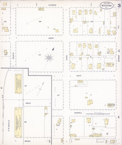 Sanborn Fire Insurance Map from Winters, Yolo County, California (1897), Sheet #0003 - Complete Map Set gallery image, historic Sanborn map, vintage wall art, California California