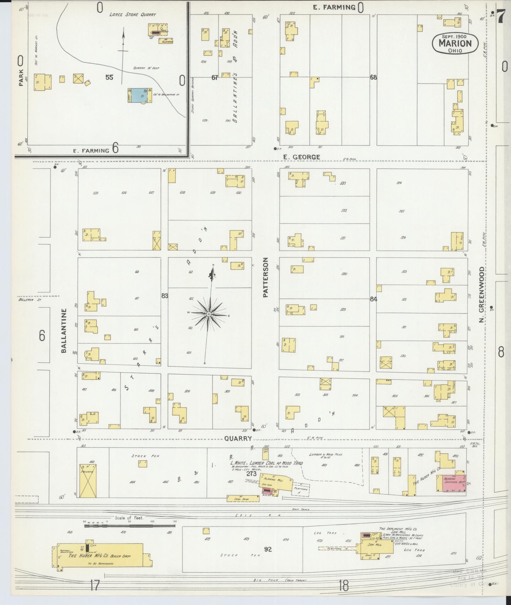 Sanborn Fire Insurance Map from Marion, Marion County, Ohio (1900), Sheet #0007 - Historic Sanborn Fire Insurance Map Print, vintage old map wall art, antique decor, genealogy gift, Ohio Ohio map