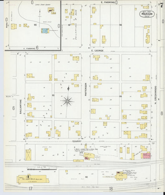 Sanborn Fire Insurance Map from Marion, Marion County, Ohio (1900), Sheet #0007 - Historic Sanborn Fire Insurance Map Print, vintage old map wall art, antique decor, genealogy gift, Ohio Ohio map