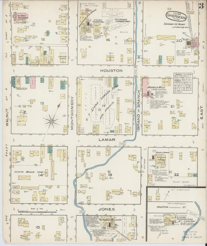 Sanborn Fire Insurance Map from Sherman, Grayson County, Texas (1885), Sheet #0003 - Historic Sanborn Fire Insurance Map Print, vintage old map wall art, antique decor, genealogy gift, Texas Texas map