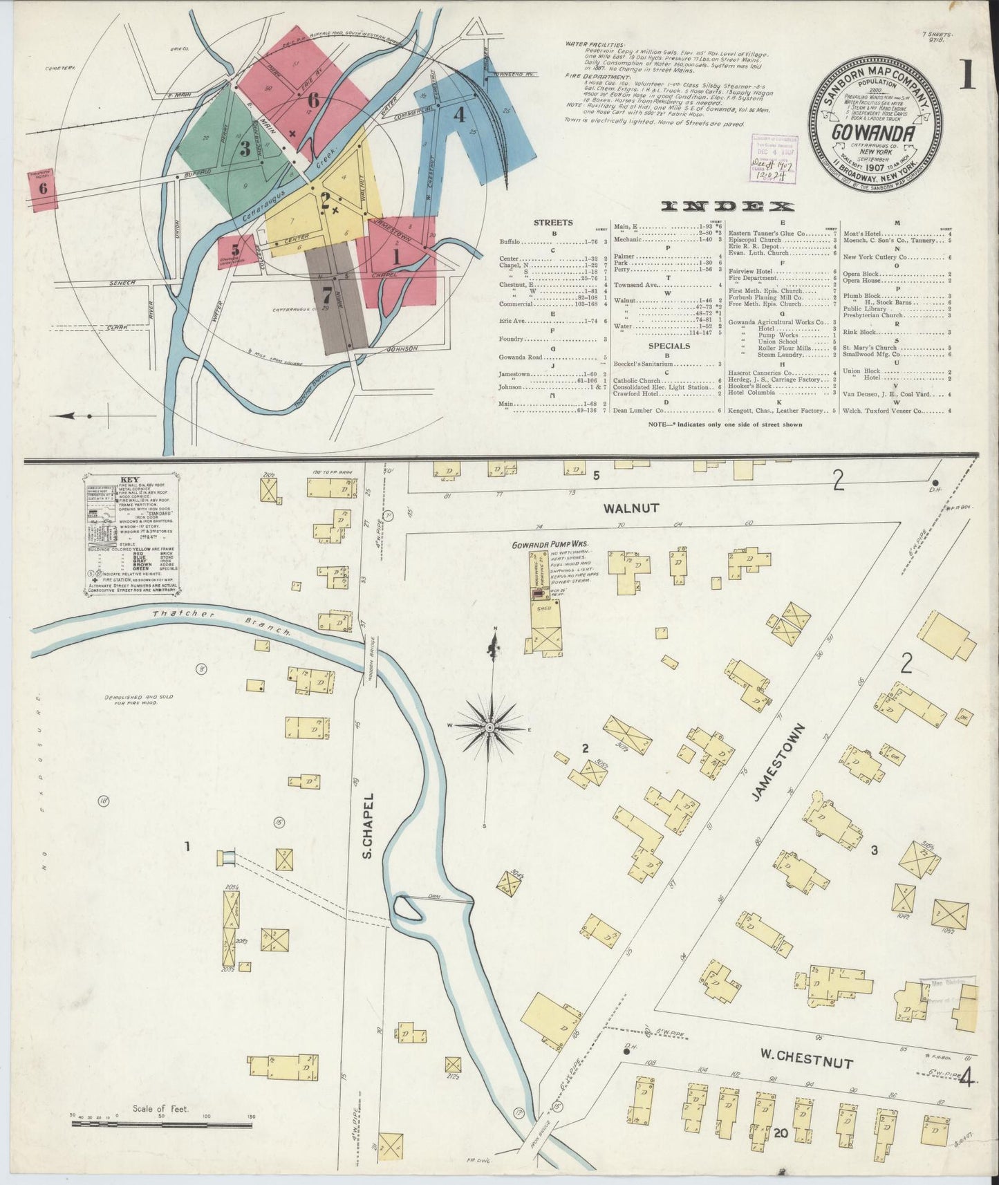 Sanborn Fire Insurance Map from Gowanda, Cattaraugus And Erie Counties, New York. (1907) – Historic Sanborn Fire Insurance Map Print