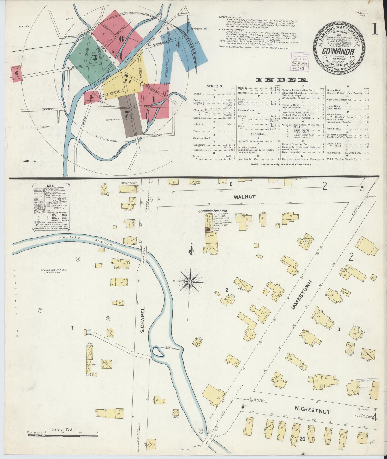 Sanborn Fire Insurance Map from Gowanda, Cattaraugus And Erie Counties, New York. (1907) – Historic Sanborn Fire Insurance Map Print