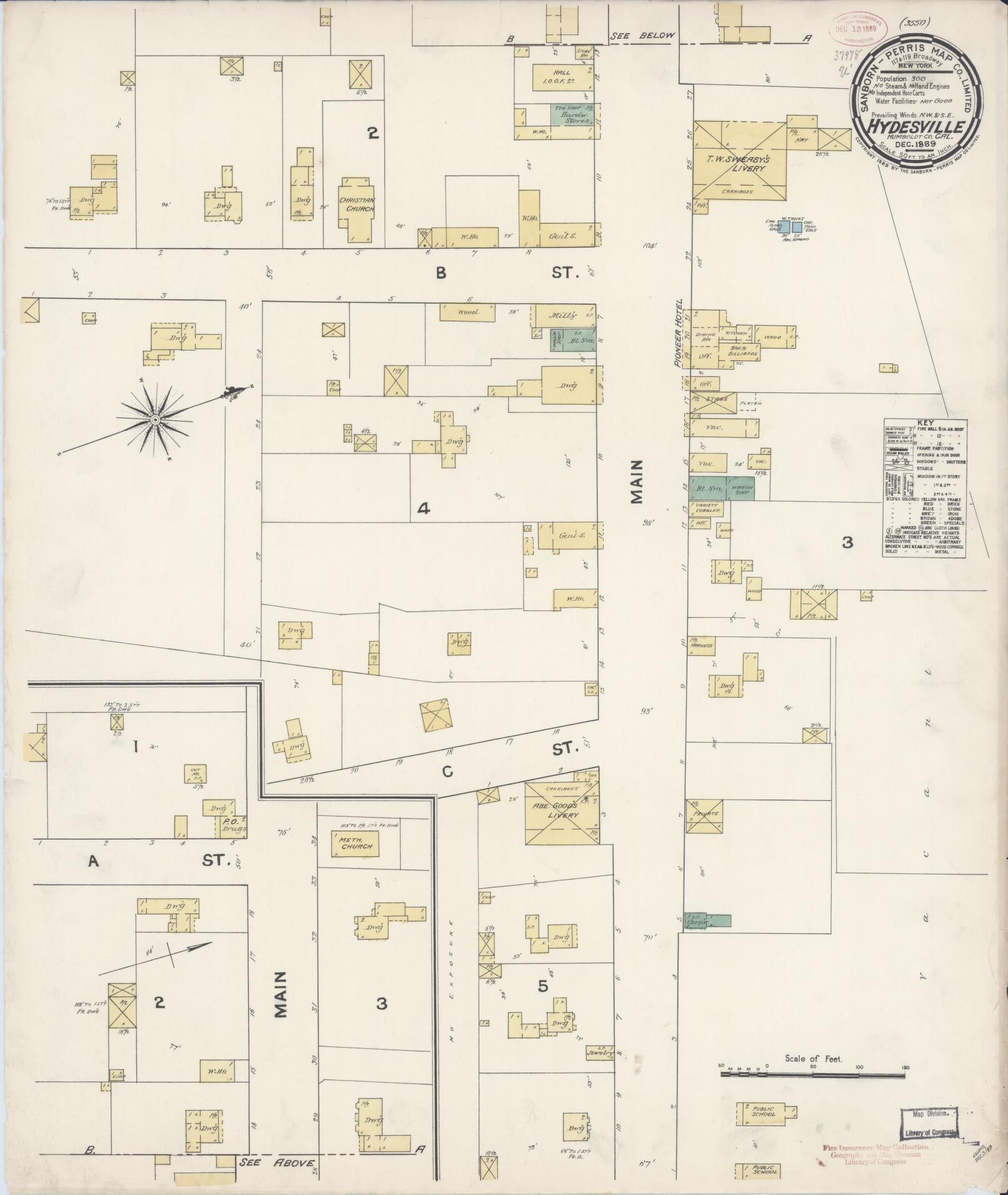 Sanborn Fire Insurance Map from Hydesville, Humboldt County, California (1889), Sheet #0001 - Historic Sanborn Fire Insurance Map Print, vintage old map wall art, antique decor, genealogy gift, California California map