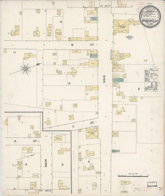 Sanborn Fire Insurance Map from Hydesville, Humboldt County, California (1889), Sheet #0001 - Historic Sanborn Fire Insurance Map Print, vintage old map wall art, antique decor, genealogy gift, California California map