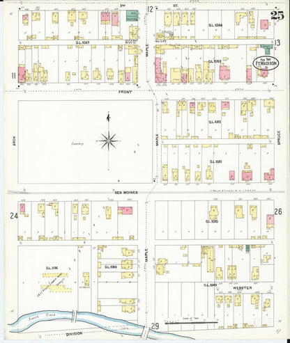 Sanborn Fire Insurance Map from Fort Madison, Lee County, Iowa (1907), Sheet #0025 - Historic Sanborn Fire Insurance Map Print