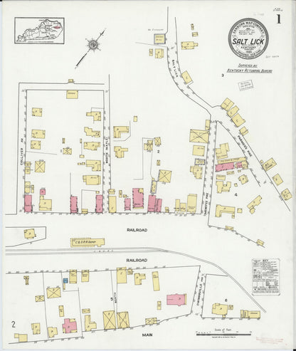 Sanborn Fire Insurance Map from Salt Lick, Bath County, Kentucky (1920), Sheet #0001 - Complete Map Set gallery image, historic Sanborn map, vintage wall art, Kentucky Kentucky