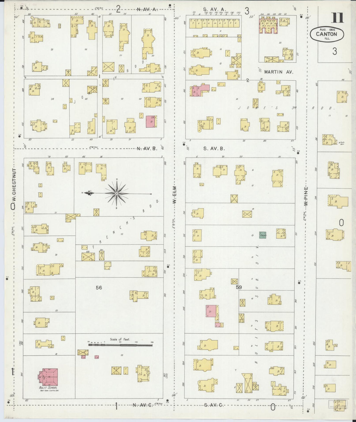 Sanborn Fire Insurance Map from Canton, Fulton County, Illinois (1902), Sheet #0011 - Historic Sanborn Fire Insurance Map Print, vintage old map wall art, antique decor, genealogy gift, Illinois Illinois map