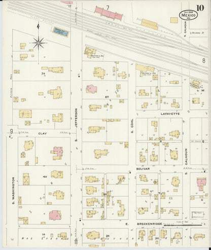 Sanborn Fire Insurance Map from Mexico, Audrain County, Missouri (1908), Sheet #0010 - Complete Map Set gallery image, historic Sanborn map, vintage wall art, Missouri Missouri