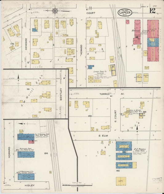 Sanborn Fire Insurance Map from Lapeer, Lapeer County, Michigan (1922), Sheet #0012 - Historic Sanborn Fire Insurance Map Print, vintage old map wall art, antique decor, genealogy gift, Michigan Michigan map