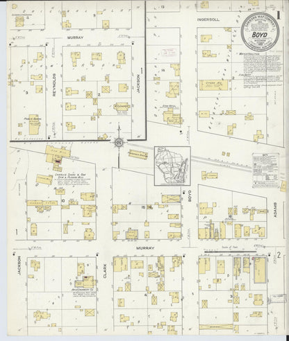 Sanborn Fire Insurance Map from Boyd, Chippewa County, Wisconsin (1912), Sheet #0001 - Historic Sanborn Fire Insurance Map Print, vintage old map wall art, antique decor, genealogy gift, Wisconsin Wisconsin map