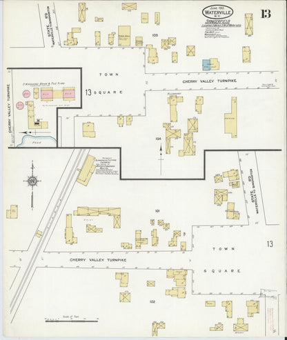 Sanborn Fire Insurance Map from Waterville, Oneida County, New York (1912), Sheet #0013 - Complete Map Set gallery image, historic Sanborn map, vintage wall art, New York New York