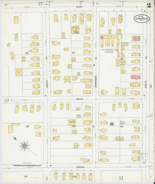 Sanborn Fire Insurance Map from Glens Falls, Warren County, New York (1901), Sheet #0002 - Complete Map Set gallery image, historic Sanborn map, vintage wall art, New York New York
