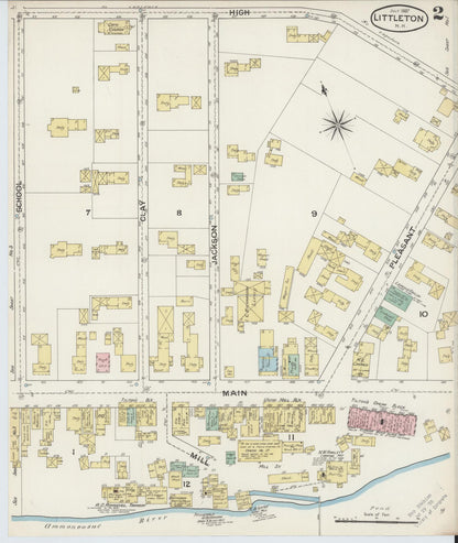 Sanborn Fire Insurance Map from Littleton, Grafton County, New Hampshire (1887), Sheet #0002 - Complete Map Set gallery image, historic Sanborn map, vintage wall art, New Hampshire New Hampshire