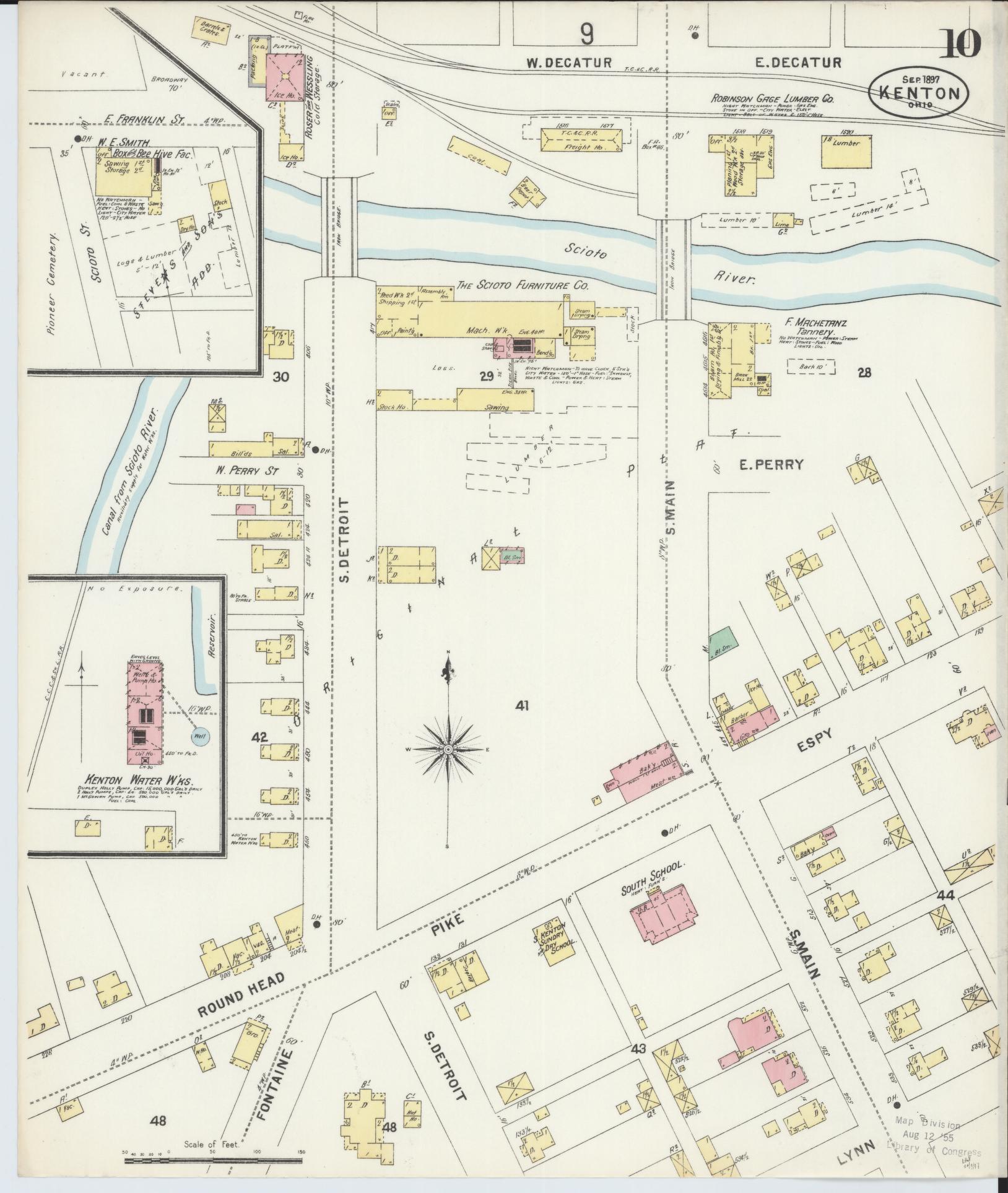 Sanborn Fire Insurance Map from Kenton, Hardin County, Ohio (1897), Sheet #0010 - Historic Sanborn Fire Insurance Map Print, vintage old map wall art, antique decor, genealogy gift, Ohio Ohio map
