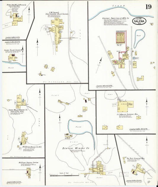 Sanborn Fire Insurance Map from Galena, Cherokee County, Kansas (1911), Sheet #0019 - Historic Sanborn Fire Insurance Map Print, vintage old map wall art, antique decor, genealogy gift, Kansas Kansas map