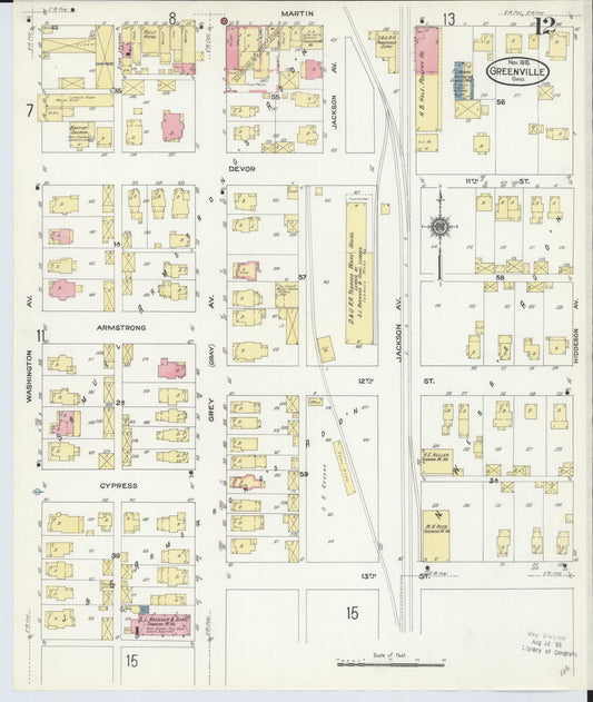 Sanborn Fire Insurance Map from Greenville, Darke County, Ohio (1910), Sheet #0012 - Historic Sanborn Fire Insurance Map Print, vintage old map wall art, antique decor, genealogy gift, Ohio Ohio map