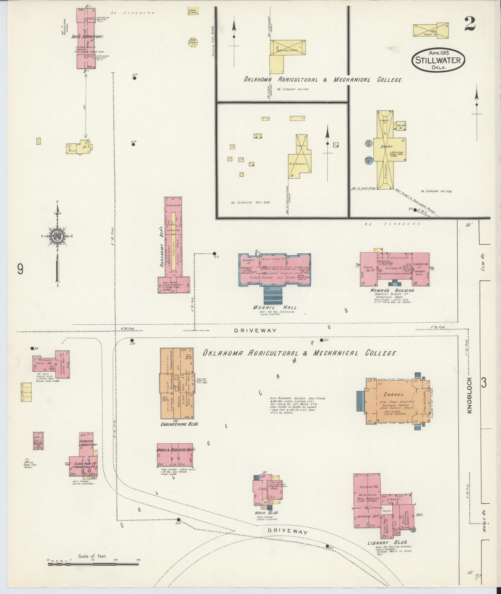 Sanborn Fire Insurance Map from Stillwater, Payne County, Oklahoma (1913), Sheet #0002 - Complete Map Set gallery image, historic Sanborn map, vintage wall art, Oklahoma Oklahoma