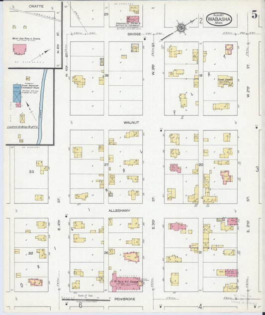Sanborn Fire Insurance Map from Wabasha, Wabasha County, Minnesota (1917), Sheet #0005 - Historic Sanborn Fire Insurance Map Print, vintage old map wall art, antique decor, genealogy gift, Minnesota Minnesota map