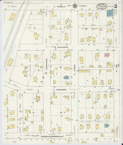 Sanborn Fire Insurance Map from Toulon, Stark County, Illinois (1913), Sheet #0002 - Historic Sanborn Fire Insurance Map Print, vintage old map wall art, antique decor, genealogy gift, Illinois Illinois map