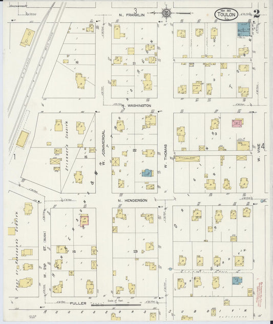 Sanborn Fire Insurance Map from Toulon, Stark County, Illinois (1913), Sheet #0002 - Historic Sanborn Fire Insurance Map Print, vintage old map wall art, antique decor, genealogy gift, Illinois Illinois map