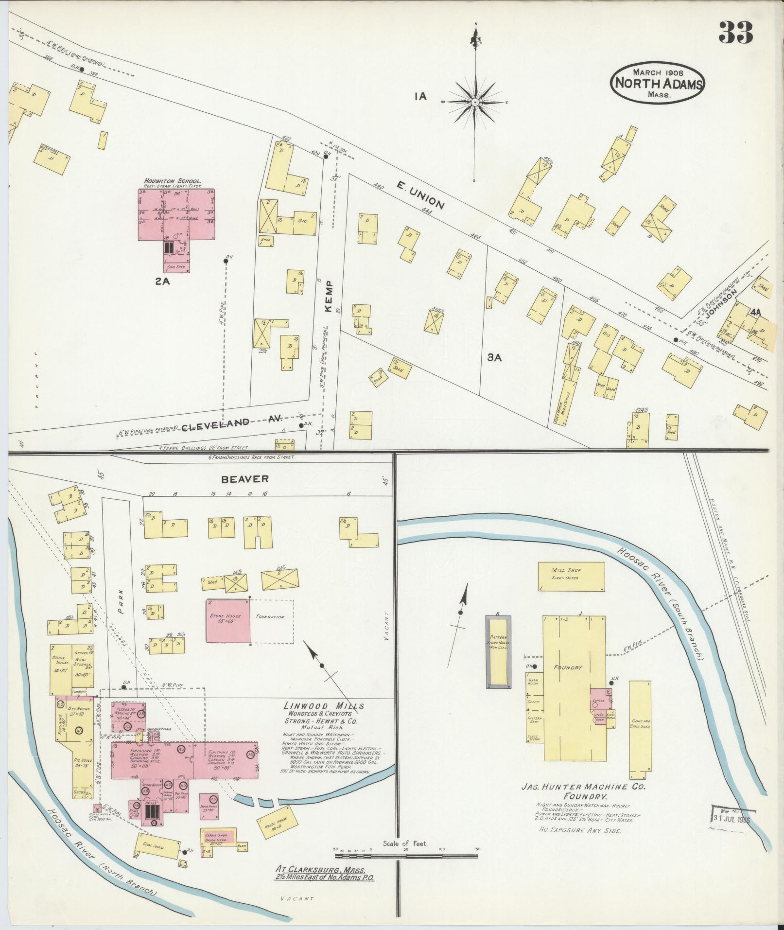 Sanborn Fire Insurance Map from North Adams, Berkshire County, Massachusetts (1908), Sheet #0033 - Complete Map Set gallery image, historic Sanborn map, vintage wall art, Massachusetts Massachusetts
