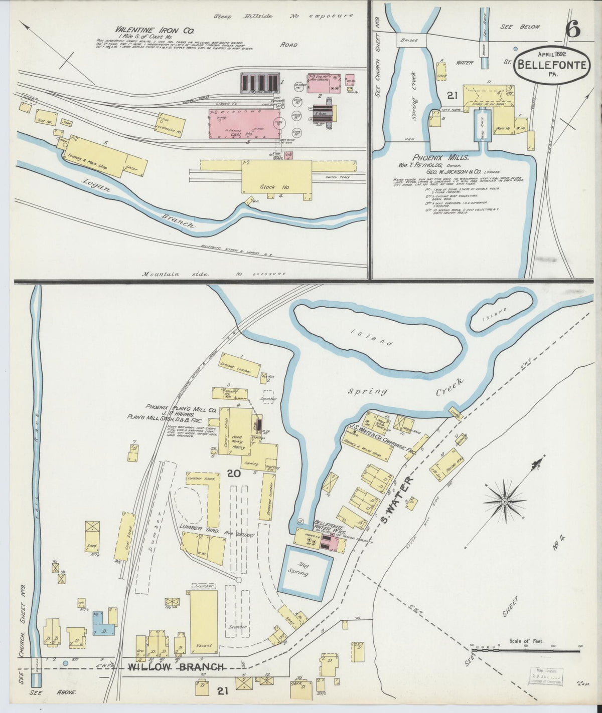 Sanborn Fire Insurance Map from Bellefonte, Centre County, Pennsylvania (1892), Sheet #0006 - Complete Map Set gallery image, historic Sanborn map, vintage wall art, Pennsylvania Pennsylvania