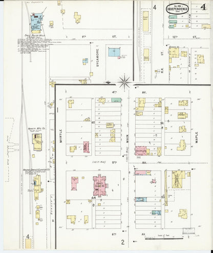 Sanborn Fire Insurance Map from Independence, Montgomery County, Kansas (1896), Sheet #0004 - Complete Map Set gallery image, historic Sanborn map, vintage wall art, Kansas Kansas