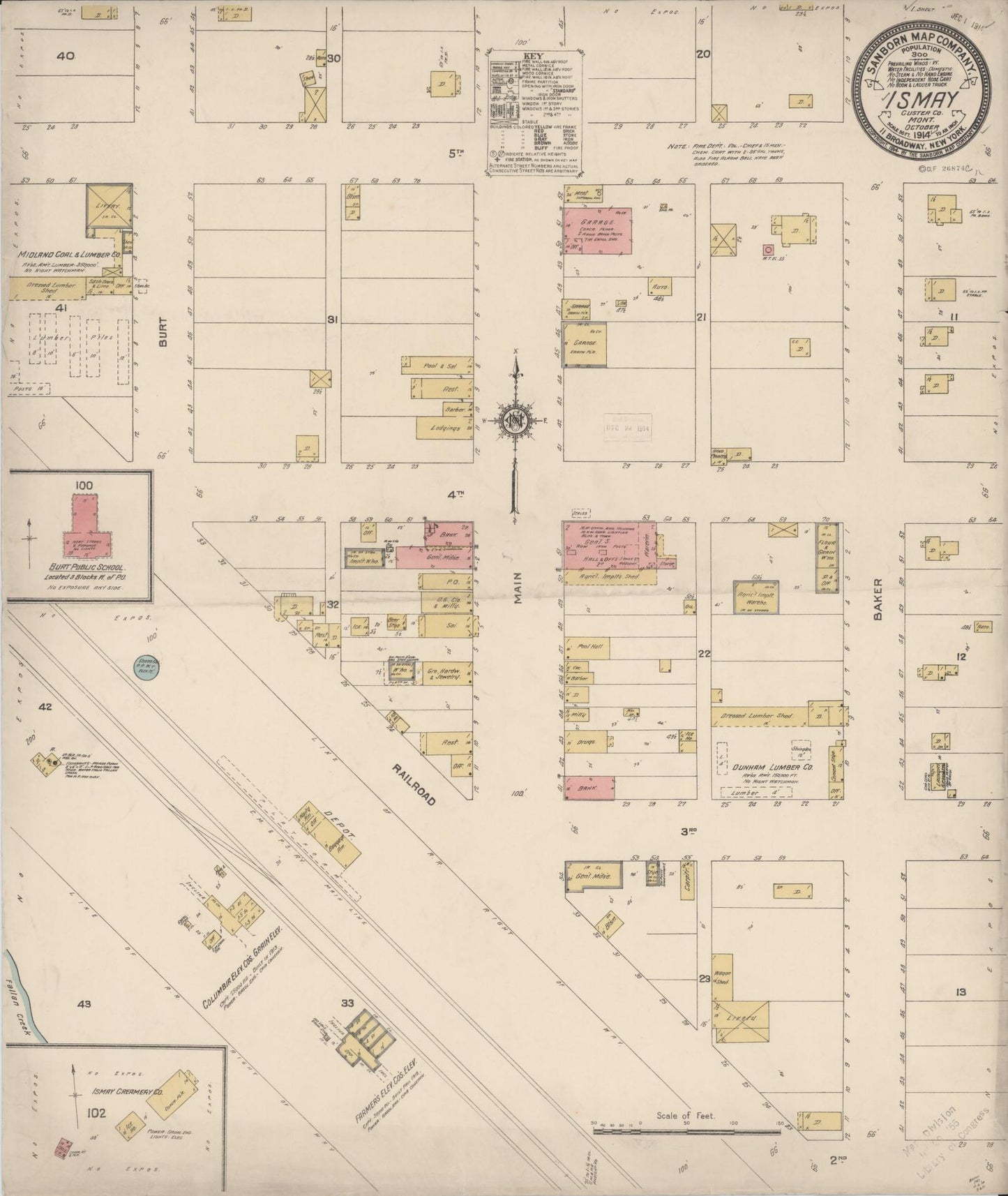 Sanborn Fire Insurance Map from Ismay, Custer County, Montana (1914), Sheet #0001 - Historic Sanborn Fire Insurance Map Print, vintage old map wall art, antique decor, genealogy gift, Montana Montana map