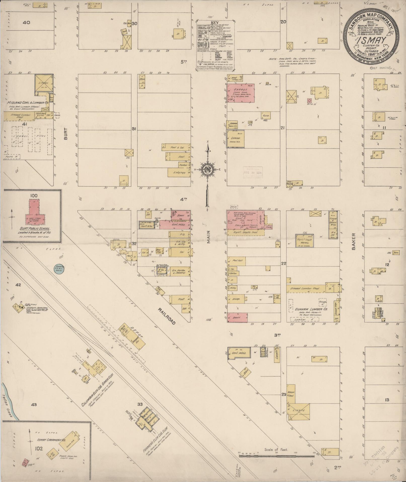 Sanborn Fire Insurance Map from Ismay, Custer County, Montana (1914), Sheet #0001 - Historic Sanborn Fire Insurance Map Print, vintage old map wall art, antique decor, genealogy gift, Montana Montana map