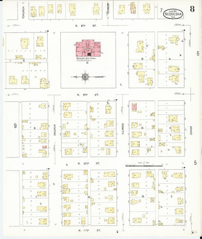 Sanborn Fire Insurance Map from Neodesha, Wilson County, Kansas (1912), Sheet #0008 - Complete Map Set gallery image, historic Sanborn map, vintage wall art, Kansas Kansas