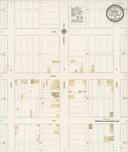 Sanborn Fire Insurance Map from Lost Hills, Kern County, California (1914), Sheet #0001 - Historic Sanborn Fire Insurance Map Print, vintage old map wall art, antique decor, genealogy gift, California California map