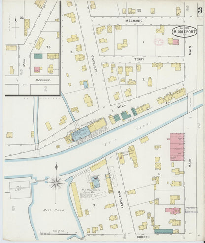 Sanborn Fire Insurance Map from Middleport, Niagara County, New York (1894), Sheet #0003 - Complete Map Set gallery image, historic Sanborn map, vintage wall art, New York New York
