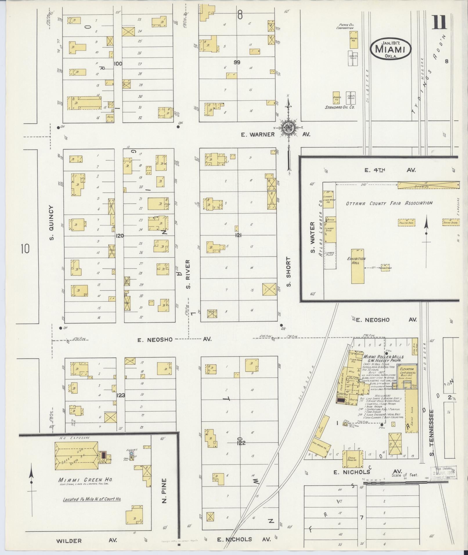 Sanborn Fire Insurance Map from Miami, Ottawa County, Oklahoma (1917), Sheet #0011 - Historic Sanborn Fire Insurance Map Print, vintage old map wall art, antique decor, genealogy gift, Oklahoma Oklahoma map