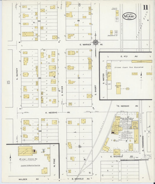 Sanborn Fire Insurance Map from Miami, Ottawa County, Oklahoma (1917), Sheet #0011 - Historic Sanborn Fire Insurance Map Print, vintage old map wall art, antique decor, genealogy gift, Oklahoma Oklahoma map
